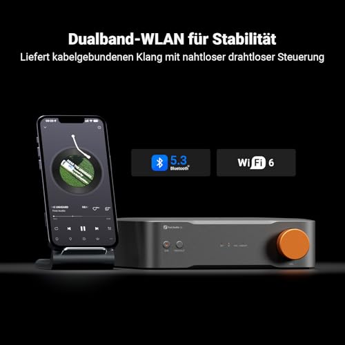 Fosi Audio S3 Hi-Fi-Musik-Streamer Digitaler-Vorverstärker, AK4493SEQ DAC Wi-Fi 6 Bluetooth 5.3, mit XLR-Symmetrie/Optisch/Sub-Ausgang/HDMI eARC, AirPlay 2 Spotify Connect Tidal, 5-Band-EQ
