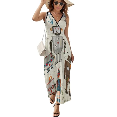 Robe De Plage Maxi et Légère - Robe Longue D'été sans Manches Style Bohème Col V