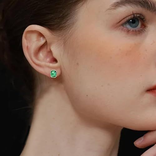 Austrian Crystal Octagon Stud Earrings for Women Fashion 925 Sterling Silver Hypoallergenic Jewelry2