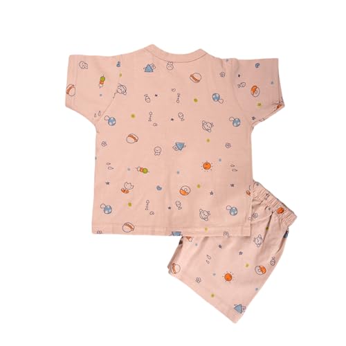 Image of Lil' Shark Baby Cotton T-Shirt & Shorts Set | 100% Pure Cotton Summer Wear for Baby Boys & Girls | Soft, Breathable Infant Casual Outfit | Printed T-Shirt with Shorts Set