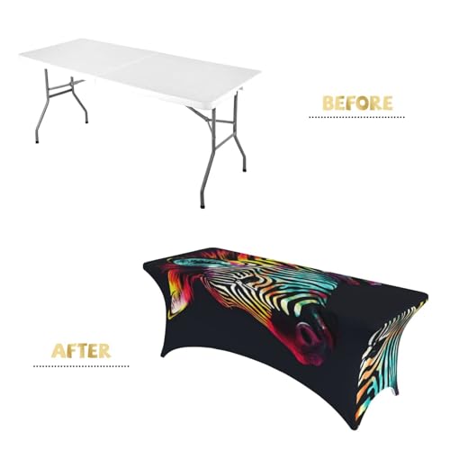 Nappe ajustée stretch zèbre multicolore en élasthanne de qualité - 5