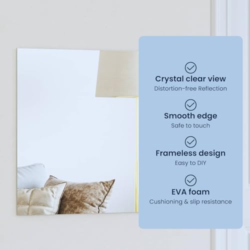 Miroir mural 50x50cm verre trempé pièce décorative moderne - 6