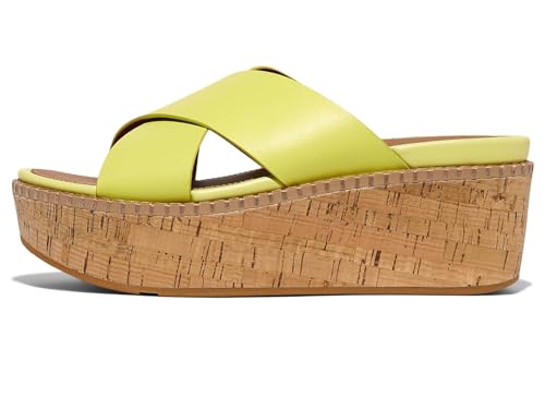 FitFlop Women's Eloise Leather/Cork Wedge Cross Slides Sandal