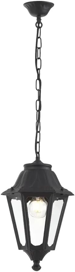 Danube Home Milano Sara Pendant Light | Outdoor Pendant Light | Hanging Lantern Lamp | Farmhouse Outdoor Porch Chandelier For Gazebo, Patio, Yard, Garden19X19X35Cm Black
