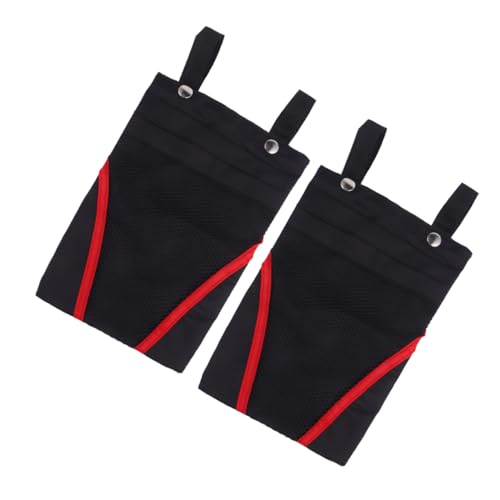 Toyvian 2個 電動自転車用吊り下げバッグ 前かご収納ポーチ 多機能ポケット付き 洗濯可能で変形しにくいブラック レッド縁サイクリング用品