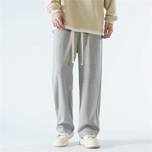 Men's Pants Wide Leg Cotton Fabric Straight Loose Outdoor Solid Color Sweatpants Soft Baggy Trousers3