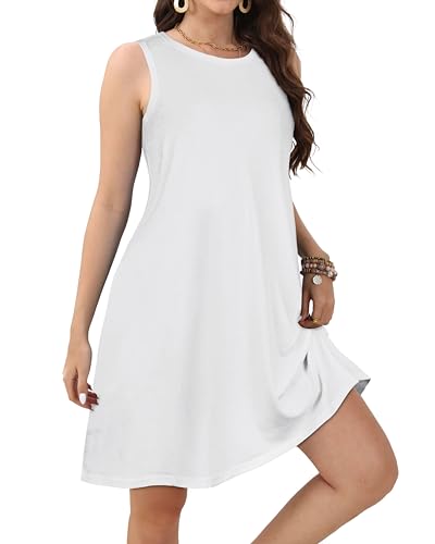 Image of JOLIGAL Womens Summer Dresses Casual Sleeveless Tshirt Sundress Beach Cover Up with Pockets Loose Tank Dress 2026