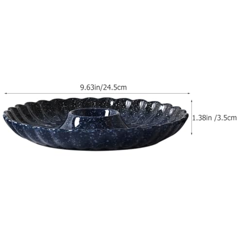 Plato de cerámica redondo para sushi y dip estilo japonés miniatura 2