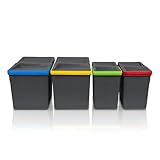 WUITOKI® Mülltrennsystem 2x12l & 2x5l anthrazit, Mülleimer Küche für Schublade oder Unterschrank, geruchsdicht, spülmaschinenfest