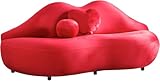 Lip-Shaped Velvet Loveseat Sofa, 80 Inch Red Statement Couch with Decorative Pillows, Medium-Firm/Fully Assembled, Outside Delivery - Restocking Fee (Red)