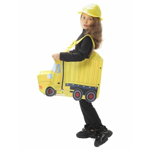 HiyyFloy Disfraz De Camión Amarillo para Niños, Disfraz De Vehículo De Ingeniería para Cosplay, para Fiesta De Carnaval De Halloween, para Niñas Y Niños.