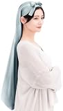 [COCOSILK] シルク ナイトキャップ ロングヘア用 シルクキャップ ロング 筒型 前結び リボン 髪 シルク100% 筒 筒状 ヘアキャップ (90cm, Free,アッシュブルー)
