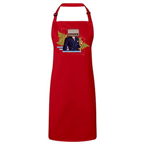 Tablier cuisine homme anti-tache rouge radio collage art