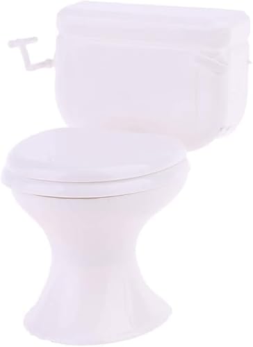 White Dollhouse Miniature Bathroom Toilet, Vintage Style Furniture Accessory, Miniature