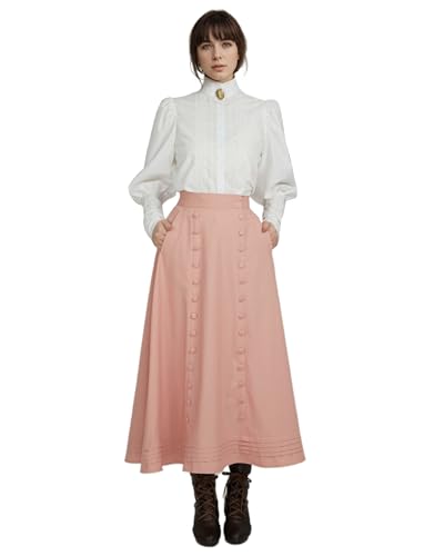 Victorian Blouse Women Puff Sleeve Blouse Button Down Ruffle Dressy Shirts Tops2