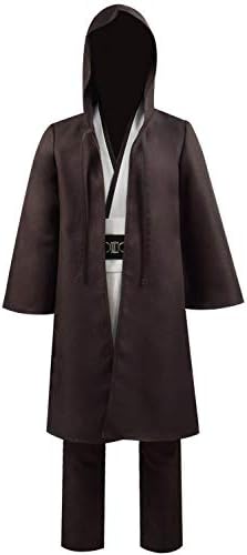 Rongxu Kids Tunic Costume Hooded Robe Outfits Full Set Halloween Cosplay Costume (Small, White Full Set)