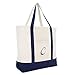 DALIX Monogram Tote Bag Personalized Initial Navy Blue -Â C