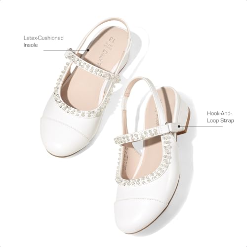 DREAM PAIRS Girls Dress Shoes Slingback Heels Round Toe Pump for Little Big Kids Flower Party Wedding Princess,Size 13 Little Kid,White/Pearl,KKUMPU2504 - image 5