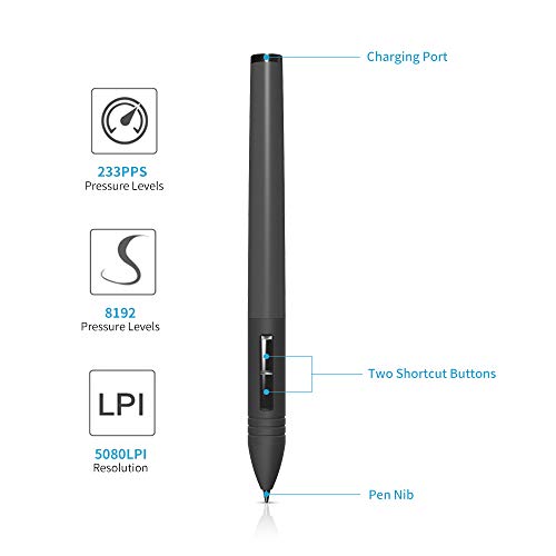 Bolígrafo digital con 2 botones programables HUIOP PEN80 para la tableta gráfica 1060PLUS 2