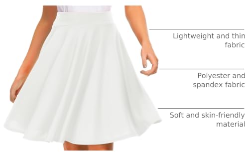 Image of EXCHIC Women's Casual Stretchy Flared Mini Skater Skirt Basic A-Line Pleated Midi Skirt