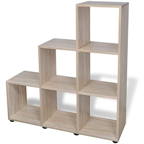 Image of vidaXL Staircase Bookcase/Display Shelf Home Decor Indoor Living Room Book Organiser Storage Display Rack Furniture Book Shelf 107 cm Oak