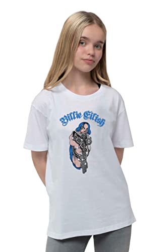 Billie Eilish Kids T Shirt Bling Logo Official White (Ages 7-14 yrs) XXL