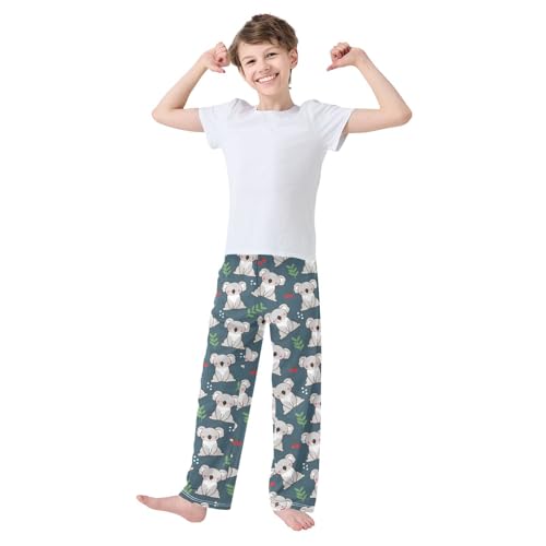 Koala Fruits Leaves Boys Long Pants Soft Trousers Elastic Waist Kids Lounge Bottoms with Pockets S-XL2