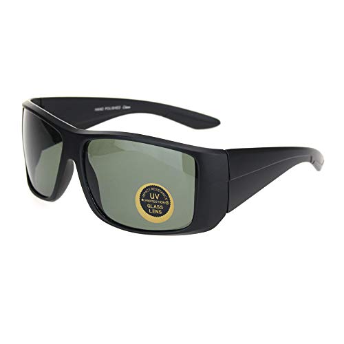 SA106 Mens Thick Temple Glass Lens Rectangular Warp Black Cholo Sunglasses2