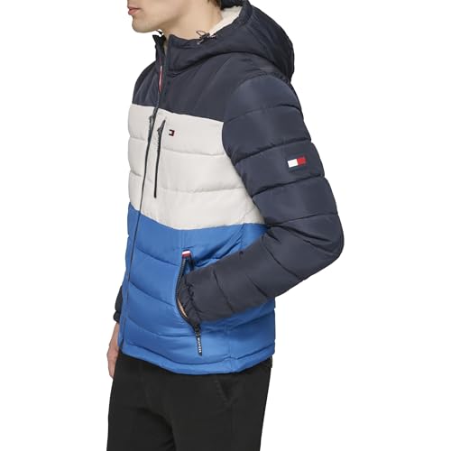 Image of Tommy Hilfiger Men's Midweight Sherpa Lined Hooded Water Resistant Puffer Jacket