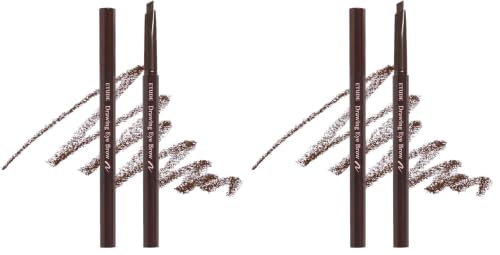 Image of ETUDE Drawing Eyebrow Pencil, Arch Shape for Defined Brow|Brow Pencil with Spoolie |Long Lasting, Transfer Proof & Smudge-Proof |Shade-03 Brown,0.25g (Pack of 2)