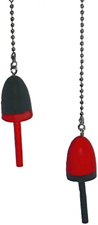 WeeZ Industries - SET OF TWO - Wooden nautical float boat water Buoy Ceiling Fan Pull light chain extender (red & green)