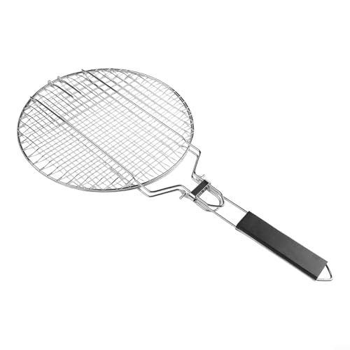 Cesta redonda plegable de la parrilla, jaula desmontable del Bbq del acero inoxidable con la rejilla bloqueable para los pescados y camarones, clip portátil de la red de la parrilla de verduras para