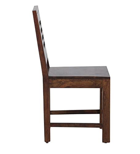 Image of Sheesham Wood Dining Chairs Set Wooden Chairs Without Cushion for Study Room Living Room Home (Set of 2, Mahogany Finish)