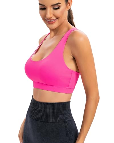 Image of RUNNING GIRL Sports Bras for Women,Padded Strappy Sports Bras Criss-Cross Back Medium Support Sports Bras with Removable Cups