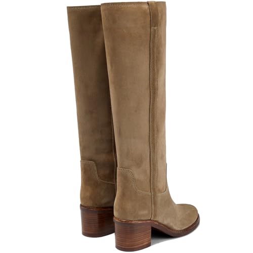 YIYA Women's Suede Knee High Boots Round Toe Chunky Block Heel Tall Boots Fall Winter Pull On Long Boots3