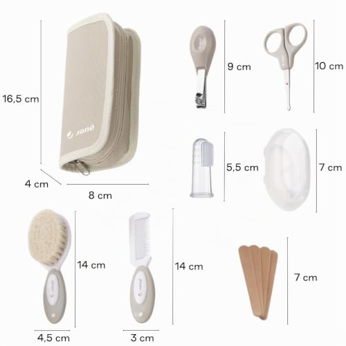 Miniatura 8 de Jané Set De Higiene Bebé Basic Con Neceser, Peine, Cepillo Cerdas Naturales, Tijeras, Cortauñas, Limas Y Cepillo Dental Silicona, Beige