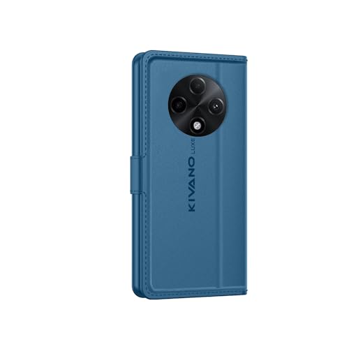 Image of KIVANO LUXE Compatible for Realme 13 Plus 5G / Realme P1 Speed 5G Luxury Handmade Leather Magnetic Flip Folio Case | Card Holder & Kickstand | Slim Protective Cover | Unisex - Blue