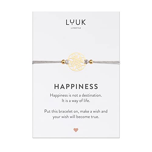 LUUK LIFESTYLE Pulsera de la amistad con colgante de flor, accesorio de moda, estilo sencillo y minimalista, idea de regalo para novia, mujer, amuleto de la suerte, símbolo de amistad eterna, oro