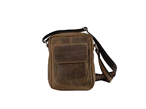 Morgado Leather Bolso bandolera pequeño para hombre  piel vacuno engrasado.  Color natural