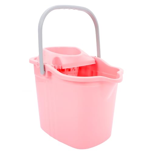 Veemoon Cubo de Limpieza Manual para Fregona Cubo de Plástico Duradero y Práctico Color Rosa para Diseño con Mango Cómodo y Ruedas de Limpiar y Usar