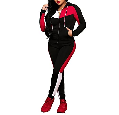 2 Piece Outfits For Women Casual Long Sleeve Zip Up Hoodie Jacket Long Jogger Pants Tracksuit Sweatsuits Sets Black M #TOP15