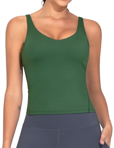 Image of THE GYM PEOPLE Women's Longline Sports Bra Wirefree Padded Workout Yoga Tank Top