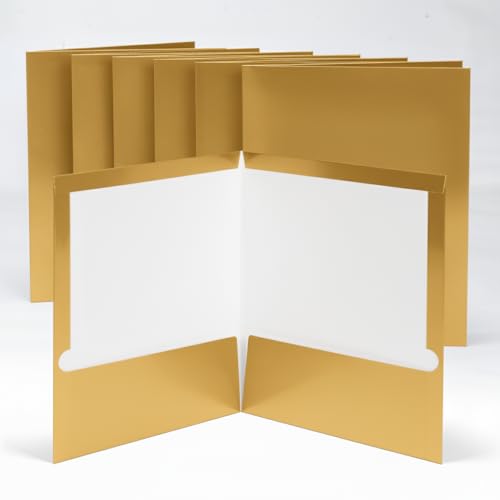 Mr. Pen- 2 Pocket Paper Folders, 6 Pack, Metallic Gold, Glossy Laminated