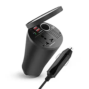 Ceptics 150W Car Power Inverter Charger with SmartVoltage Technology - Cigarette Lighter Socket with 1x Universal AC Outlet - 12V DC to 220V AC - 4.8A Dual USB - CE, FCC Certified