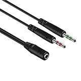 Headphone Splitter for PC 3.5mm Female to Dual 3.5mm Male Mic Audio Stereo Jack Y Splitter Cable Headphone Adapter Aux Cord, Suit for Gaming Headset/Smartphone to Dual-Jack PC Laptop Desktop Computer