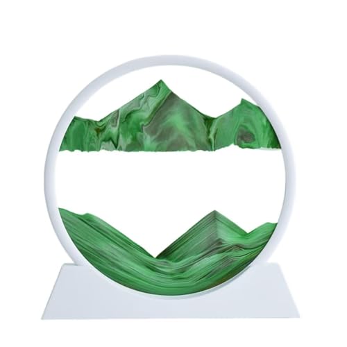 BGFJYUK Imagen artística de arena en movimiento, paisaje de arena en 3D de mar profundo redondo con marco de arena que fluye para relajar escritorio, hogar, oficina, trabajo, decoración para niños y