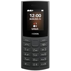 Nokia 105 4G Edition 2023 (Dual SIM, pantalla de 1,8 pulgadas, batería de 1450 mAh, 48 MB de RAM / 128 MB de ROM, memoria ampliable, conector para auriculares de 3,5 mm, radio FM) carbón
