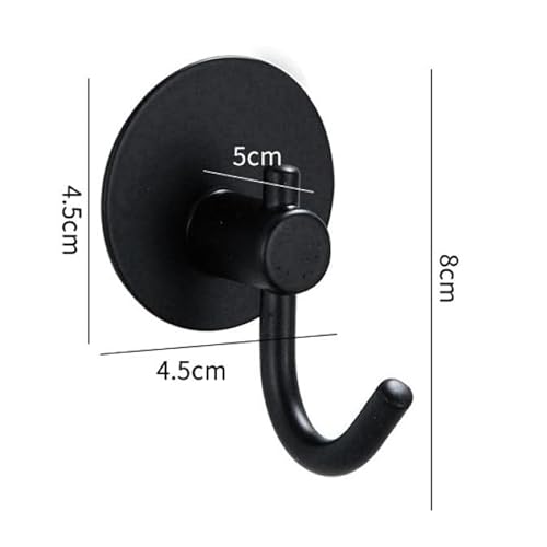 Image of JIALTO 2 Pcs Self-Adhesive Stainless Steel Hooks Heavy-Duty Wall Hanging for Bathroom & Kitchen, Drill-Free, Strong Coat /Towel Wall Hooks (Big Round Black Hook)