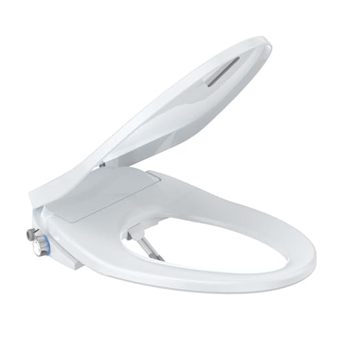 Bidet Toilet Seat Elongated, Slow Close, Heated Toilet Seat with Warm Water, Electric Bidet with Self Cleaning Dual Nozzles, LED Nightlight