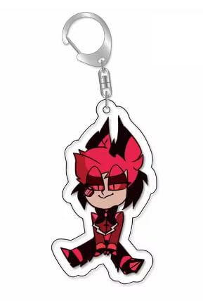 Cartoon Anime Pendant Keychains Holder Car Key Ring Mobile Phone Bag Hanging Cute Kawaii Chibi Hazbin Hotel Helluva Boss (Alastor/Style 1)